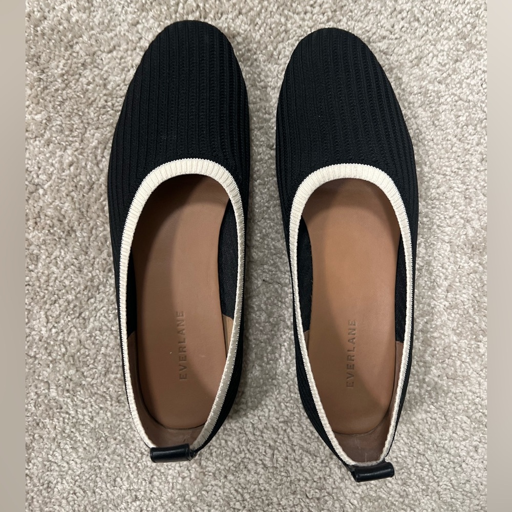 Everlane The Day Glove ReKnit Ribbed Ballet Flats Shoes Black Womens Size 10